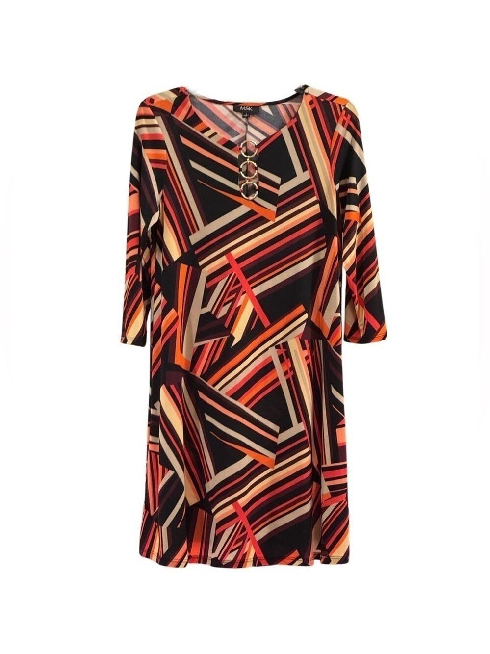 MSK Geometric Print Shift Dress Size 6